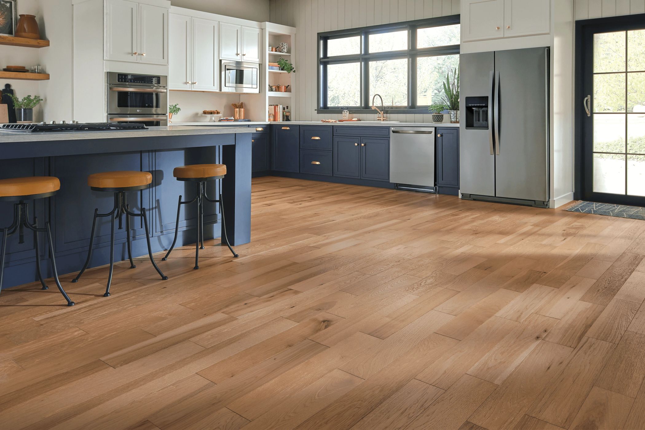 Hardwood floor in a modern kitchen